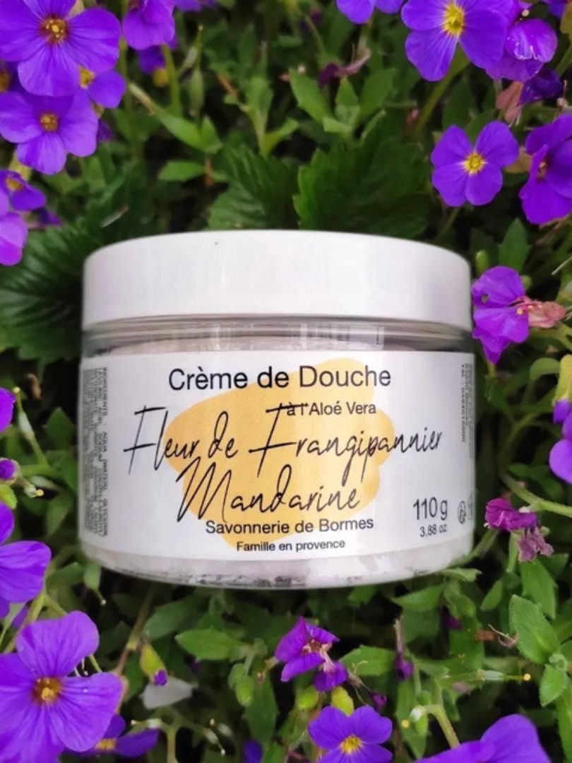 Crème de douche fleur de frangipanier mandarine "Savonnerie de Bormes"