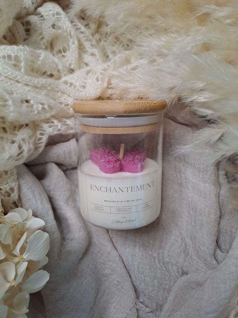 Petite bougie - Enchantement (Pivoine, pêche, rhubarbe)